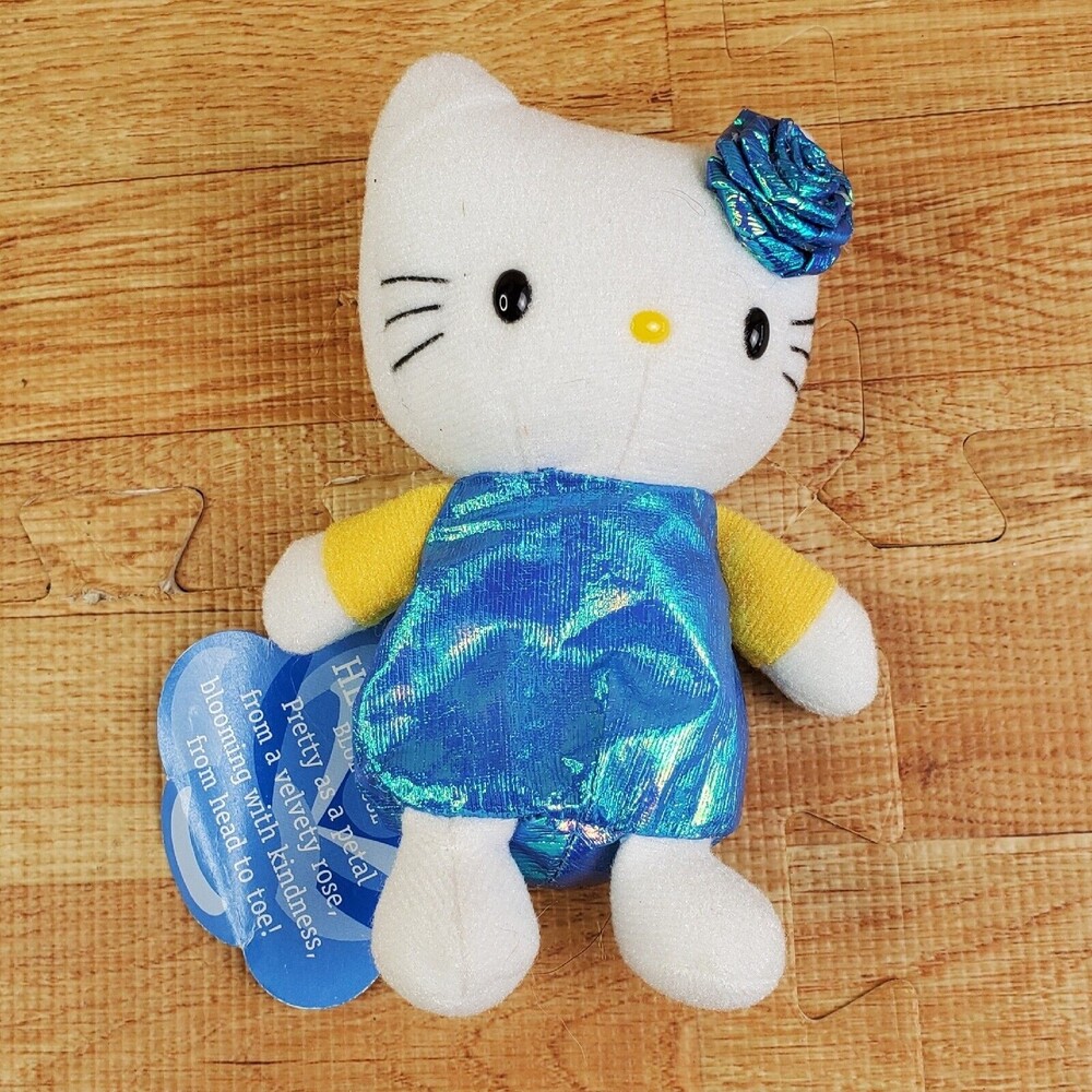 Sanrio 1998 Hello Kitty Blue Rose 6.5” RARE NWT